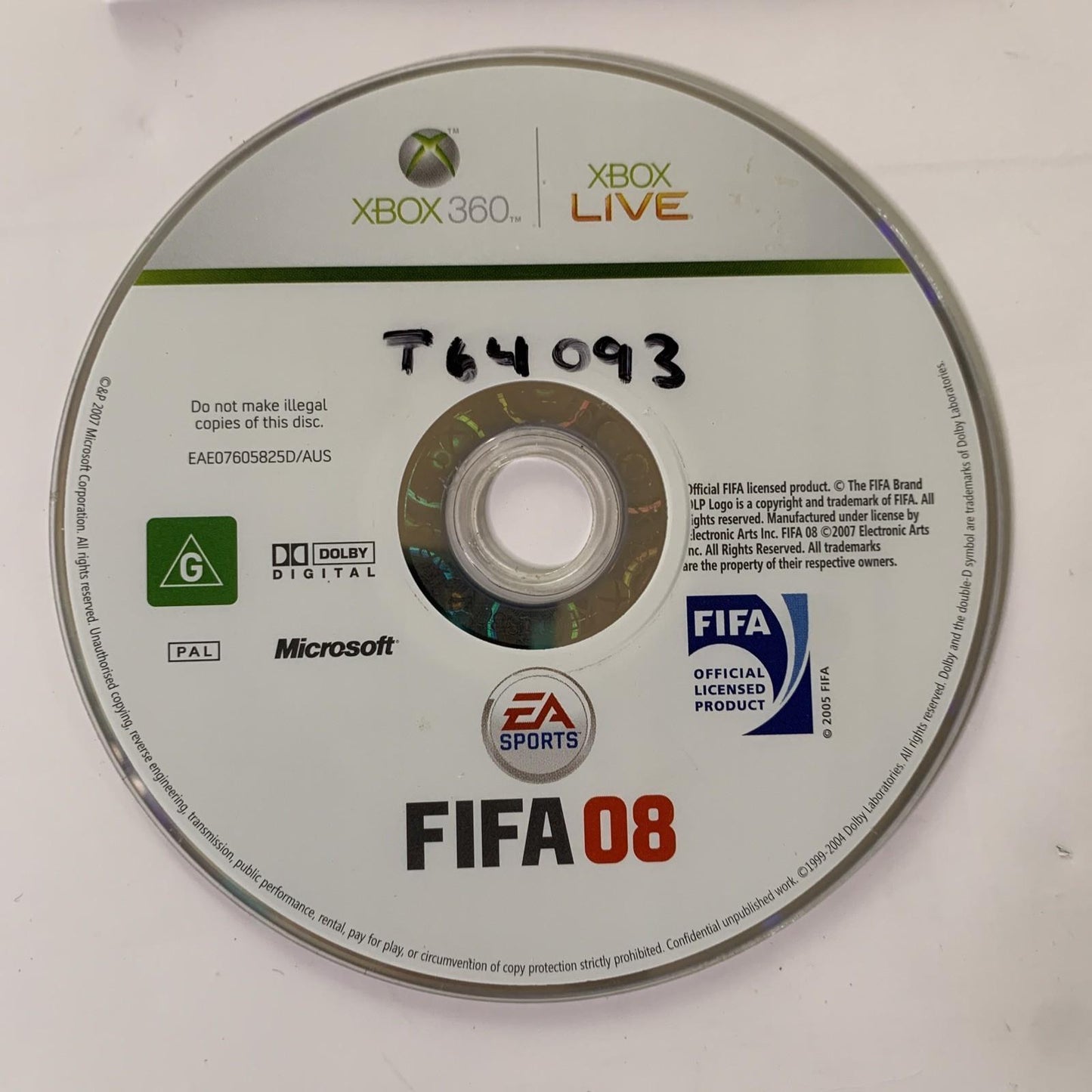 FIFA 08 Microsoft XBOX 360 PAL Game Complete