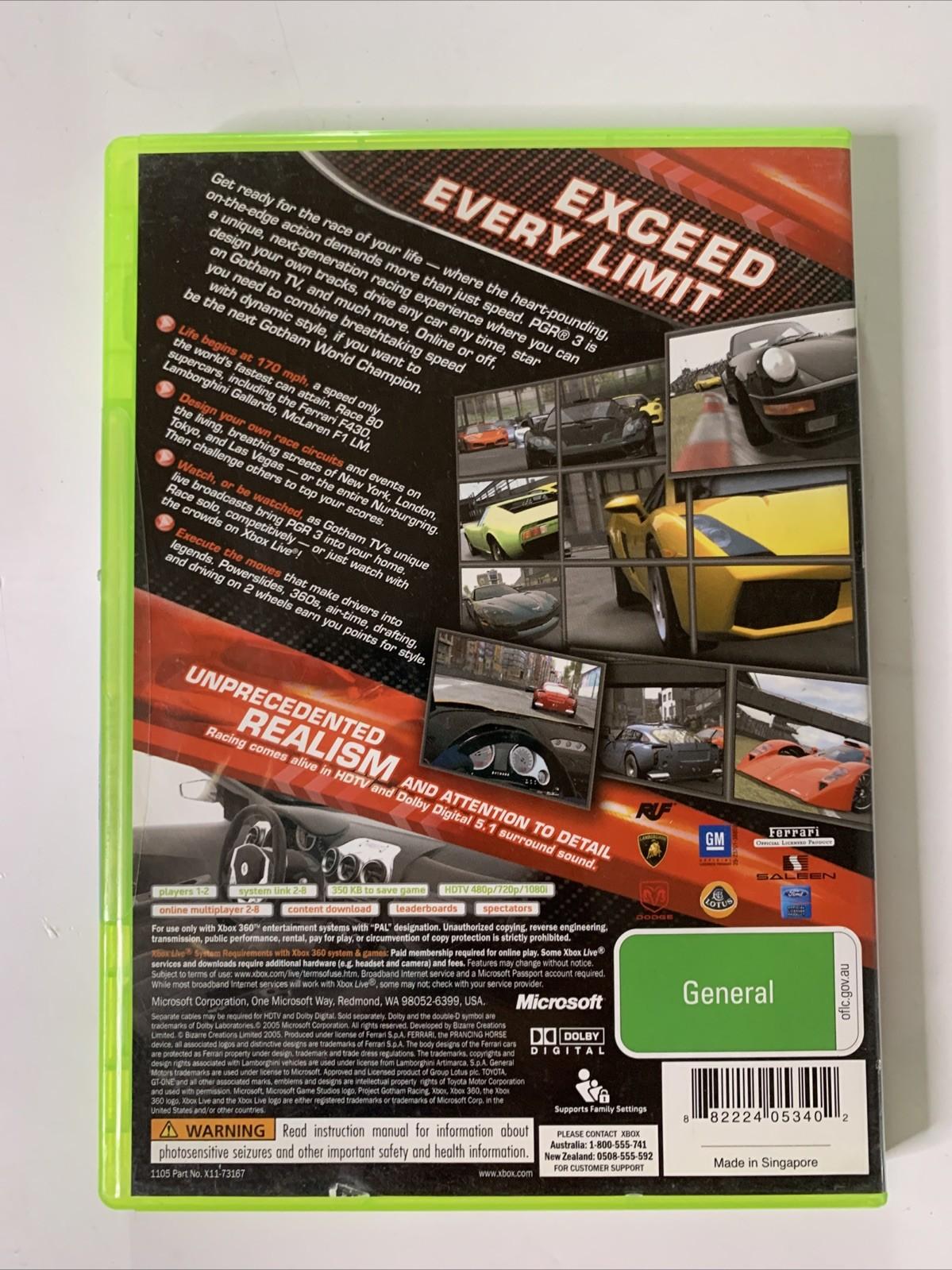 Project Gotham Racing 3 PGR 3 Microsoft XBOX 360 PAL Racing Game Complete