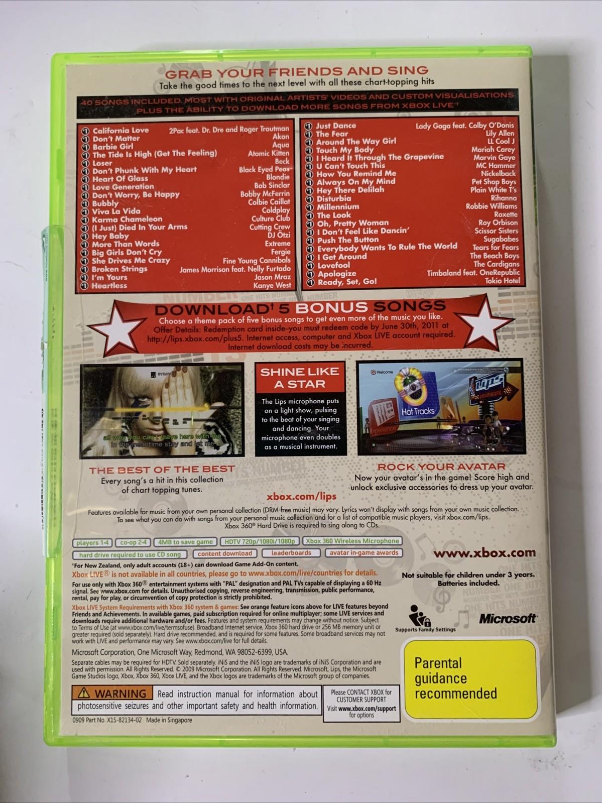 Lips: Number One Hits 2009 Microsoft XBOX 360 PAL Karaoke Music Game