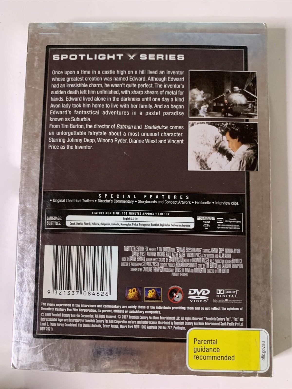 Edward Scissorhands (DVD, 1990) Anniversary Edition Johnny Depp Region 4