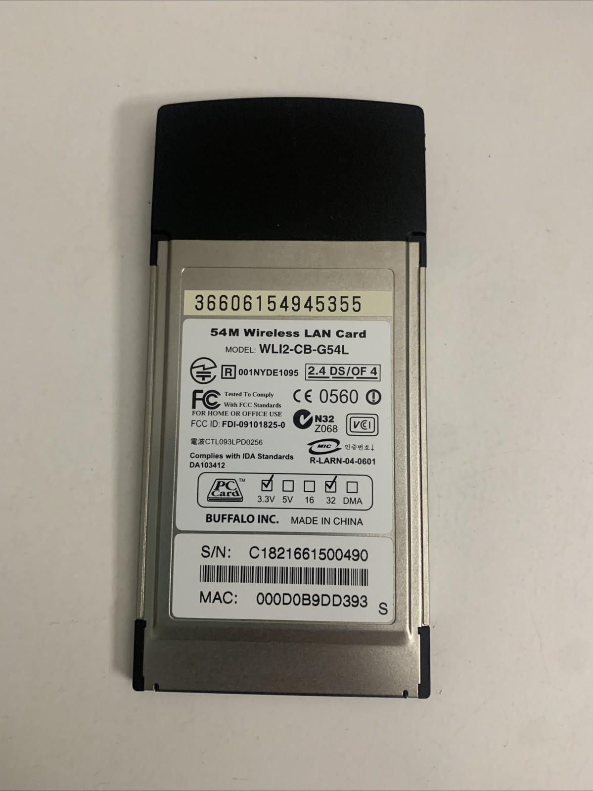 Buffalo AirStation Wireless WiFi LAN Card PCMCIA 54Mbps 2.4Ghz WLI2-CB-G54L