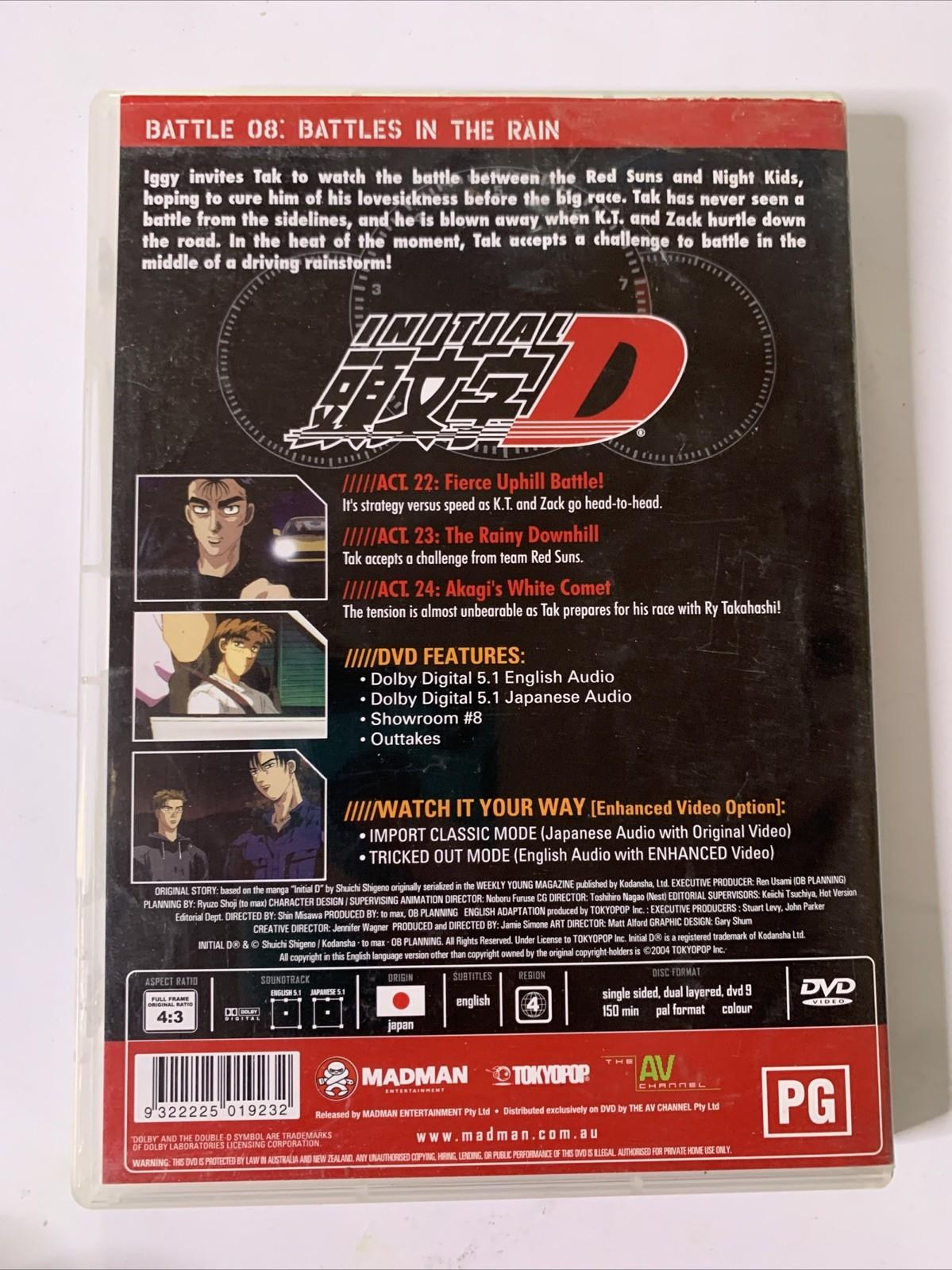 Initial D: Battle 08 : Battles In The Rain (DVD, 1998) Anime Region 4