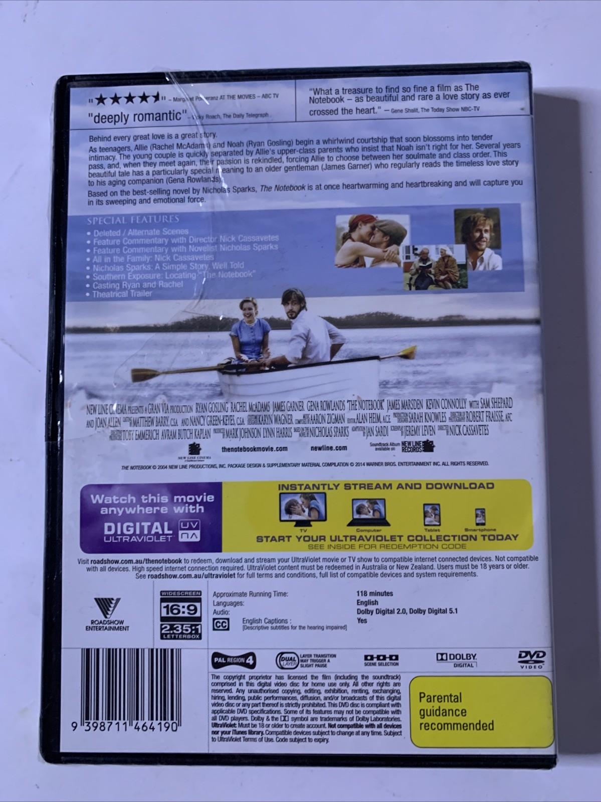 The Notebook (DVD, 2004) Rachel McAdams, Ryan Gosling Region 4 NEW Sealed