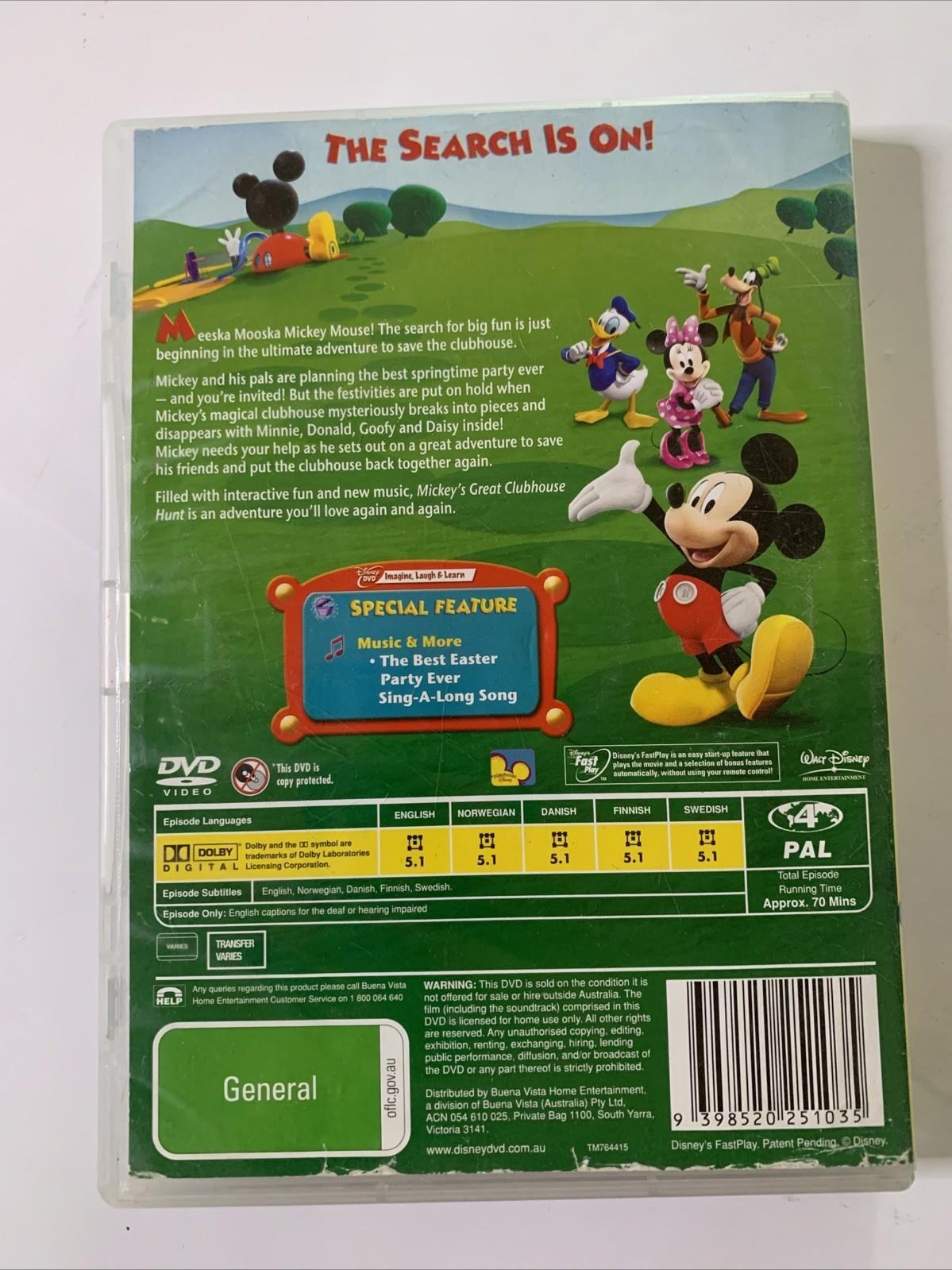 Disney Mickey's Great Club House Hunt (DVD, 2007) Animation Region 4