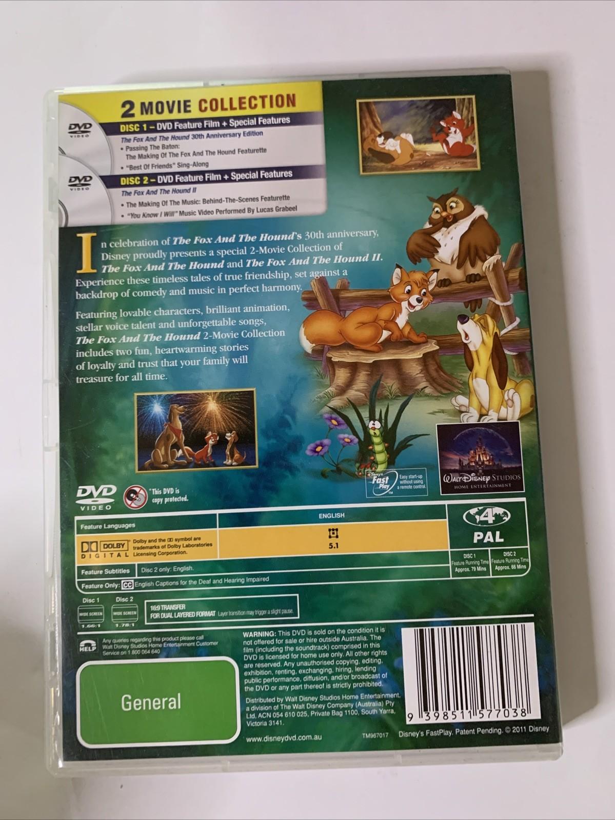The Fox And The Hound 1 & 2 (30th Anniversary, DVD, 2006) Disney Region 4
