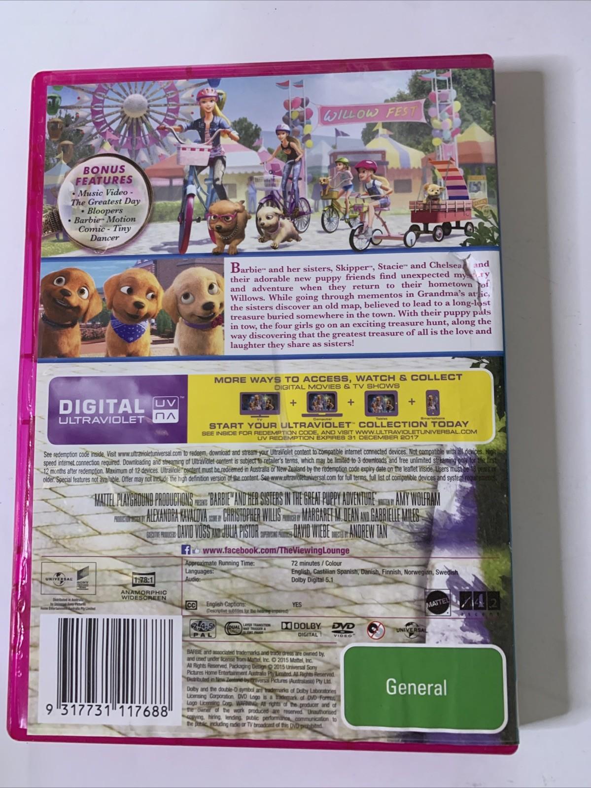Barbie & Her Sisters In The Great Puppy Adventure (DVD, 2015) Region 4 &2