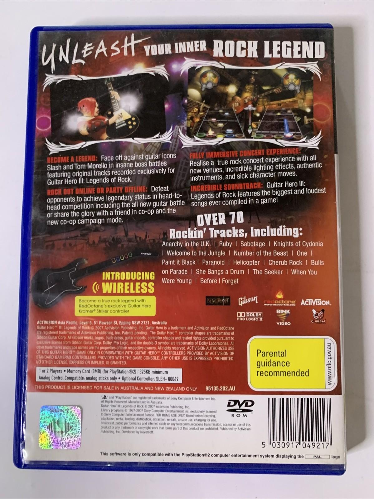 Guitar Hero III: Legends of Rock PS2 PlayStation 2 PAL Game Complete