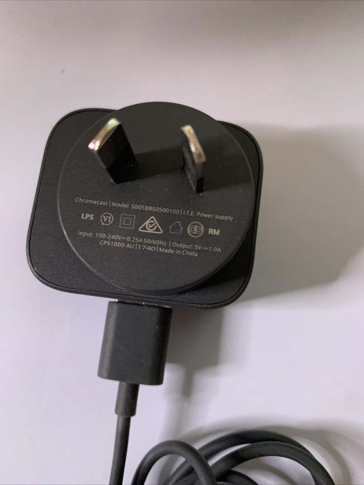 Genuine Google Chromecast Model S005BBS0500100 5V 1A Power Supply