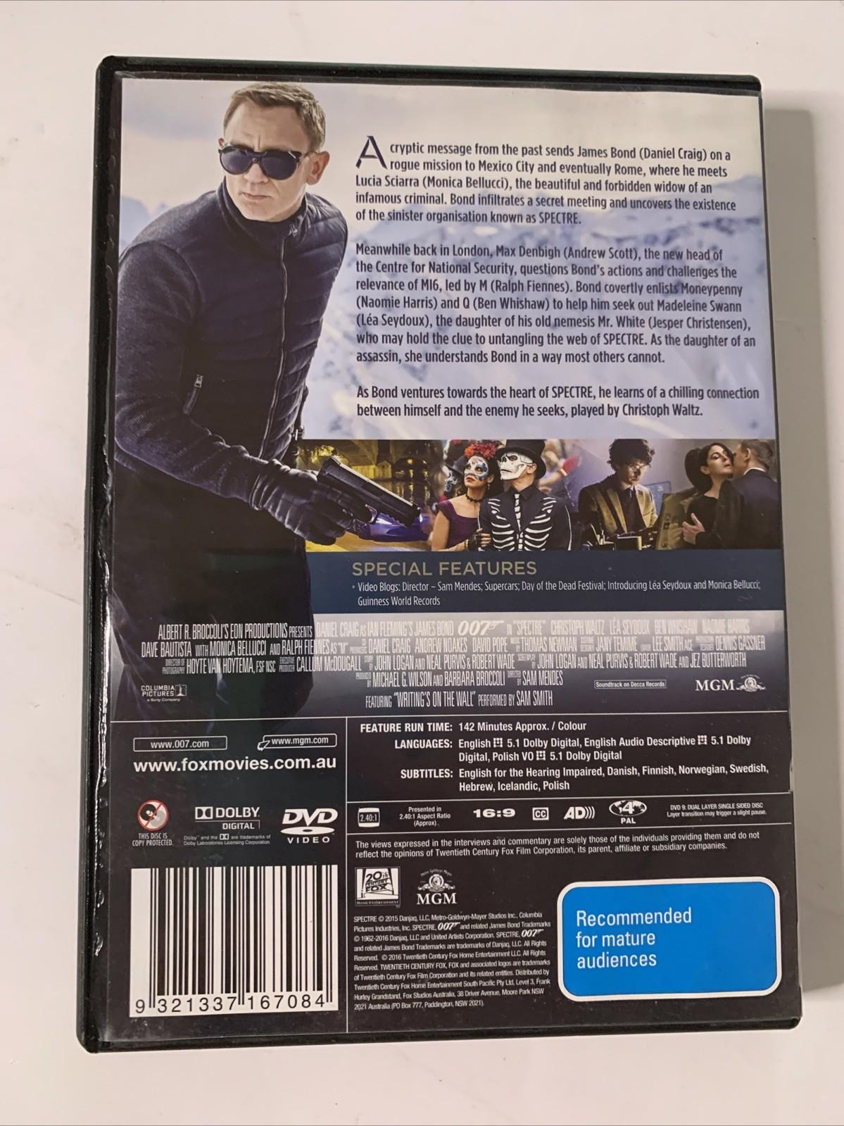 Spectre (DVD, 2015) Daniel Craig, Ralph Fiennes Region 4