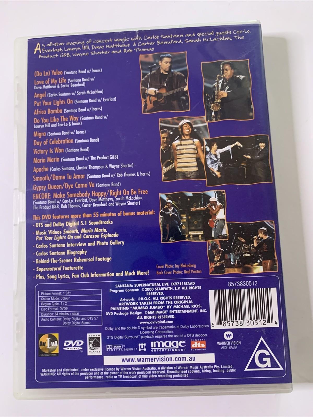 Santana – Supernatural Live (DVD, 2000) Region 4 &2