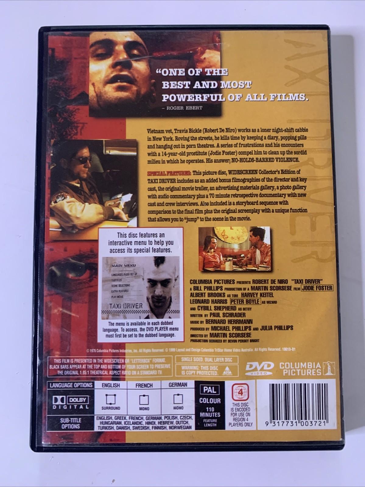 Taxi Driver (DVD, 1976) Robert De Niro, Jodie Foster, Martin Scorsese Region 4