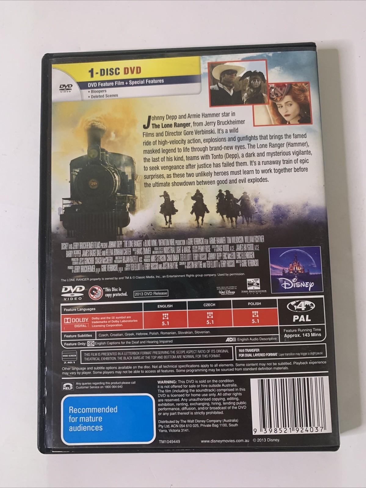 The Lone Ranger (DVD, 2013) Johnny Depp, Armie Hammer Region 4 – Retro Unit