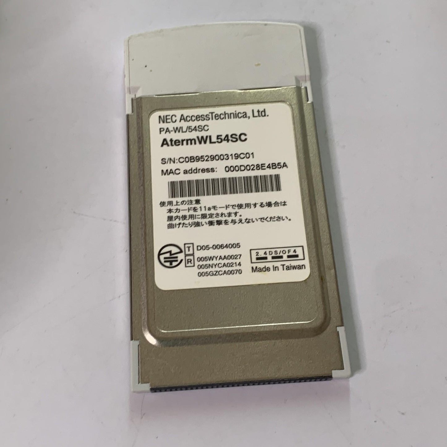 NEC Aterm WarpStar Triple Wireless WiFi LAN Card 54 Mbps 5Ghz/2.4Ghz PCMCIA