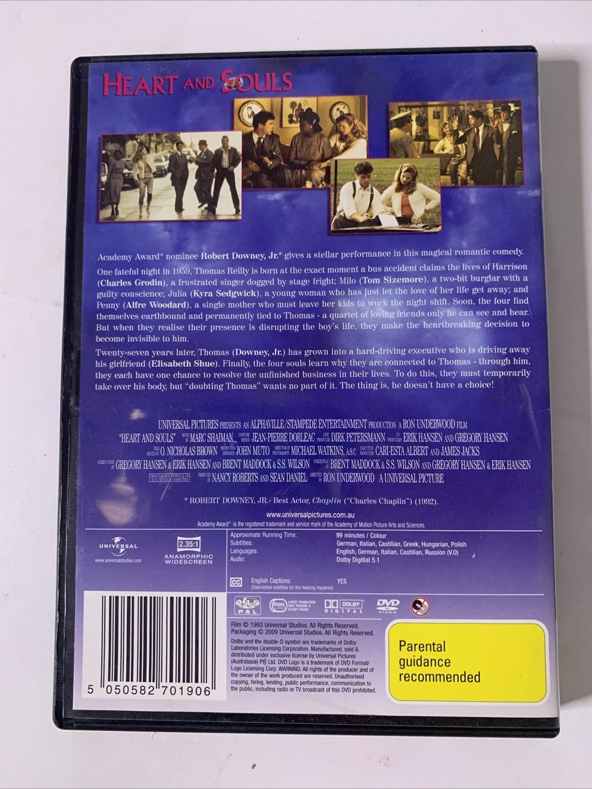 Heart And Souls (DVD, 1993) Robert Downey Jr, Elisabeth Shue  Region 4