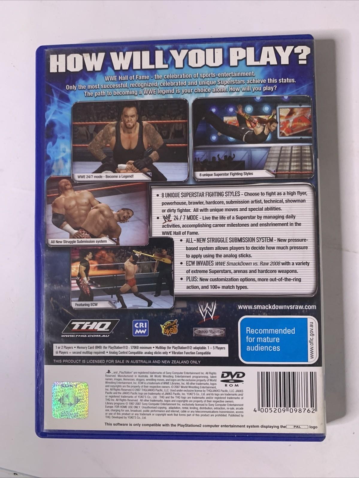 WWE Smackdown Vs Raw 2008 PS2 Sony Playstation 2 PAL Game Complete