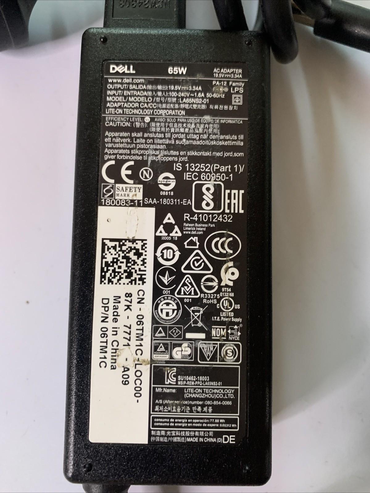 Genuine Dell LA65NS2-01 Laptop Power Supply Charger 19.5V 3.34a