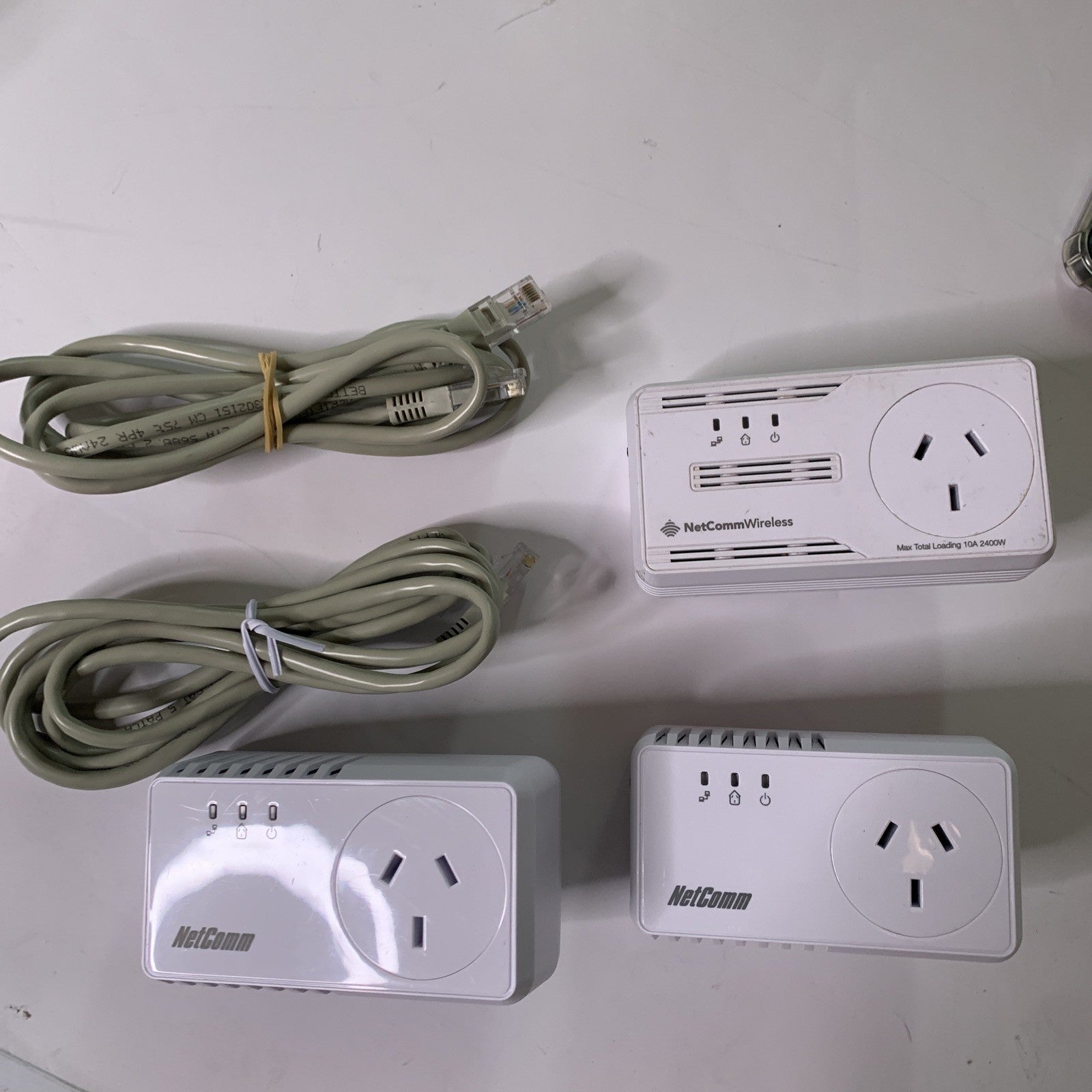 NetComm 3x PowerLine Extender Adapter PassThru Network NP204 + NP505F ...