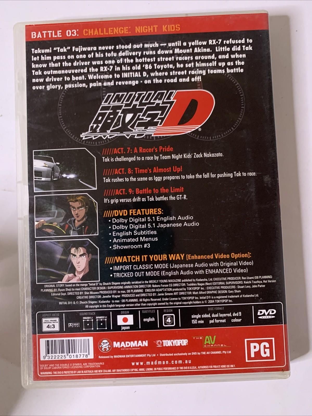 Initial D: Battle 03 Challenge Night Kids (DVD, 1999) Anime Region 4