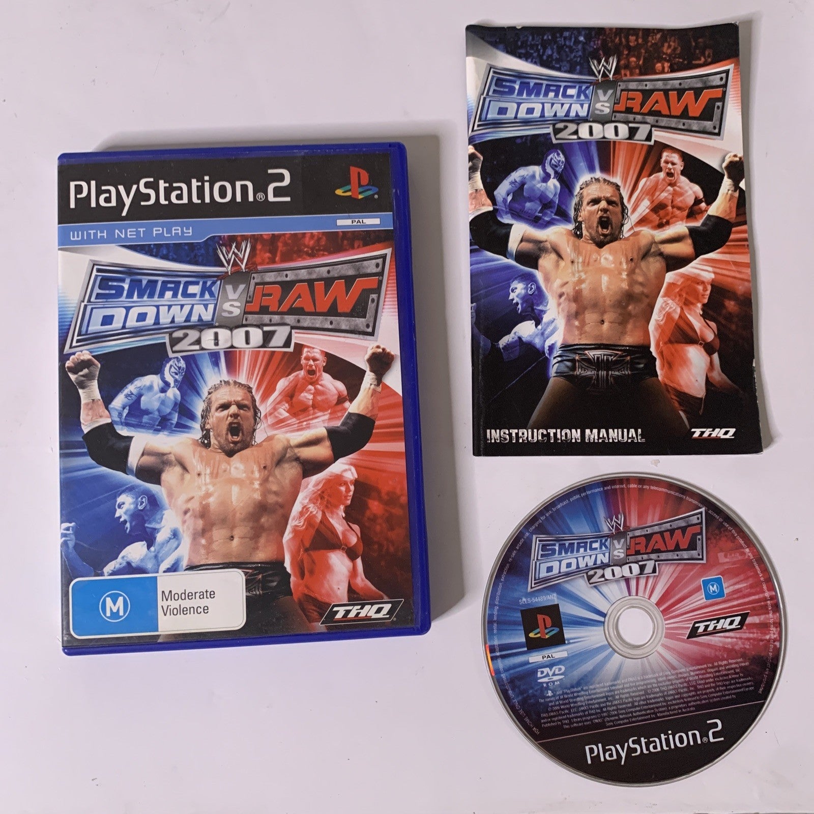 WWE Smackdown Vs Raw 2007 PS2 PlayStation 2 PAL Wrestling Game Complet ...
