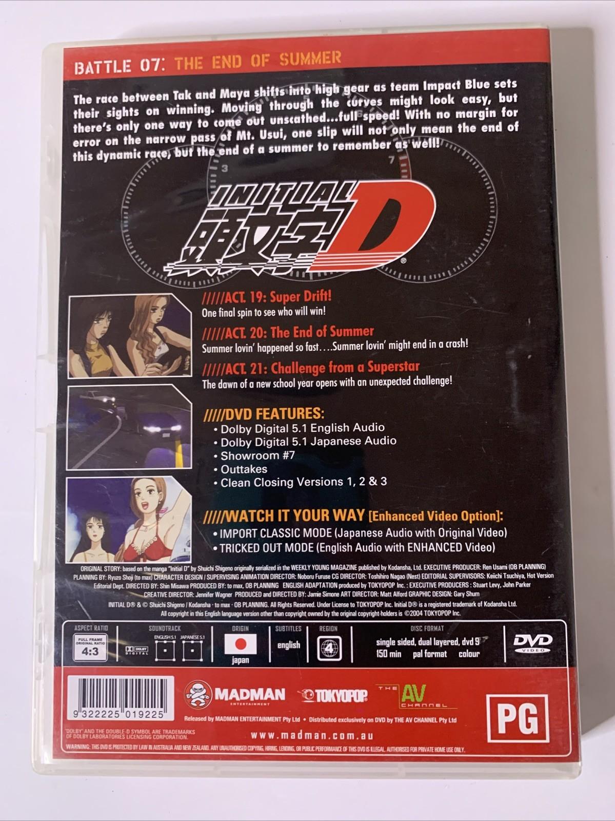Initial D: Battle 07 The End Of Summer (DVD, 1998) Anime Region 4