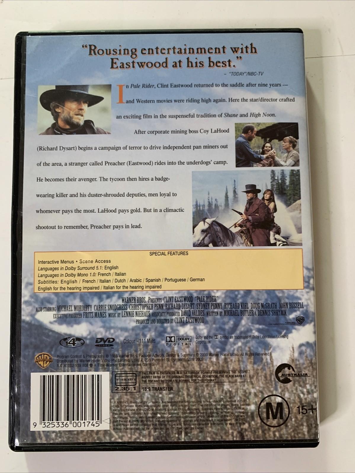 Pale Rider (DVD, 1985) Clint Eastwood, Michael Moriarty Region 4