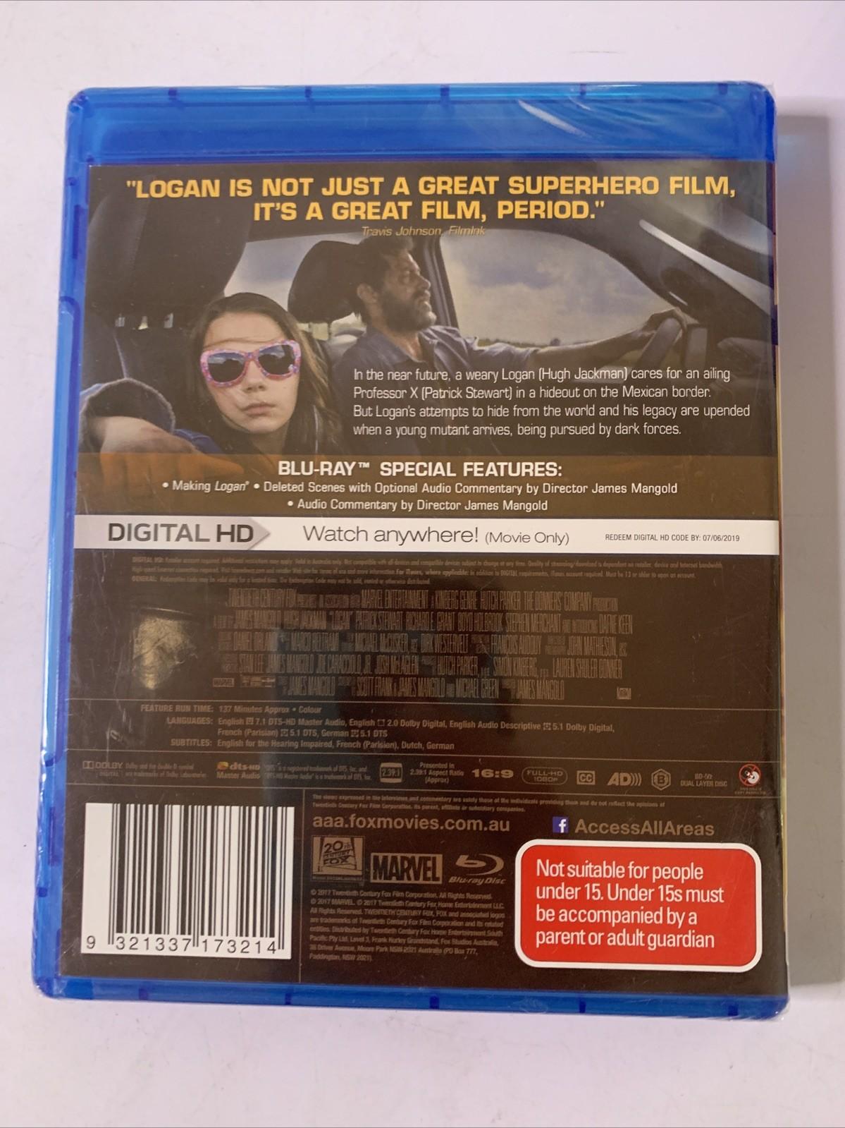 Logan (Blu-ray, 2017) Hugh Jackman, Patrick Stewart Region B NEW Sealed