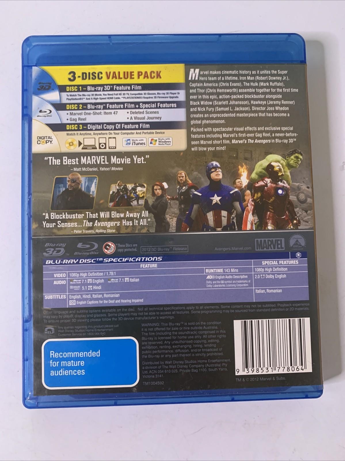 The Avengers 3D (3D Blu-ray, 2012, 3-Discs) Region B