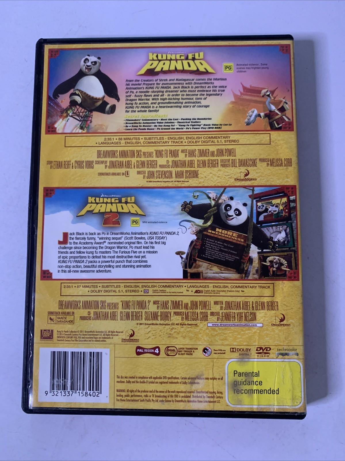 Kung Fu Panda 1 & 2 (DVD, 2012) Jack Black Animation Region 4