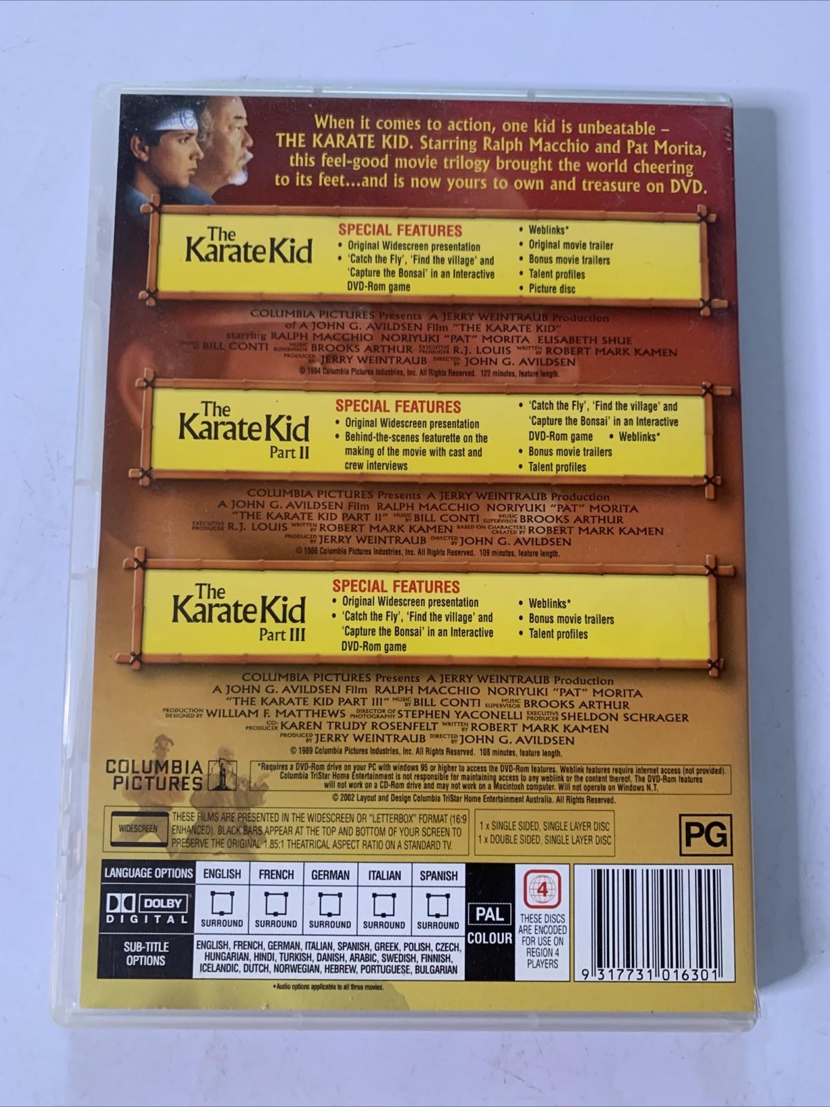 The Karate Kid 1, 2, 3 (DVD) Pat Morita, Ralph Macchio Region 4