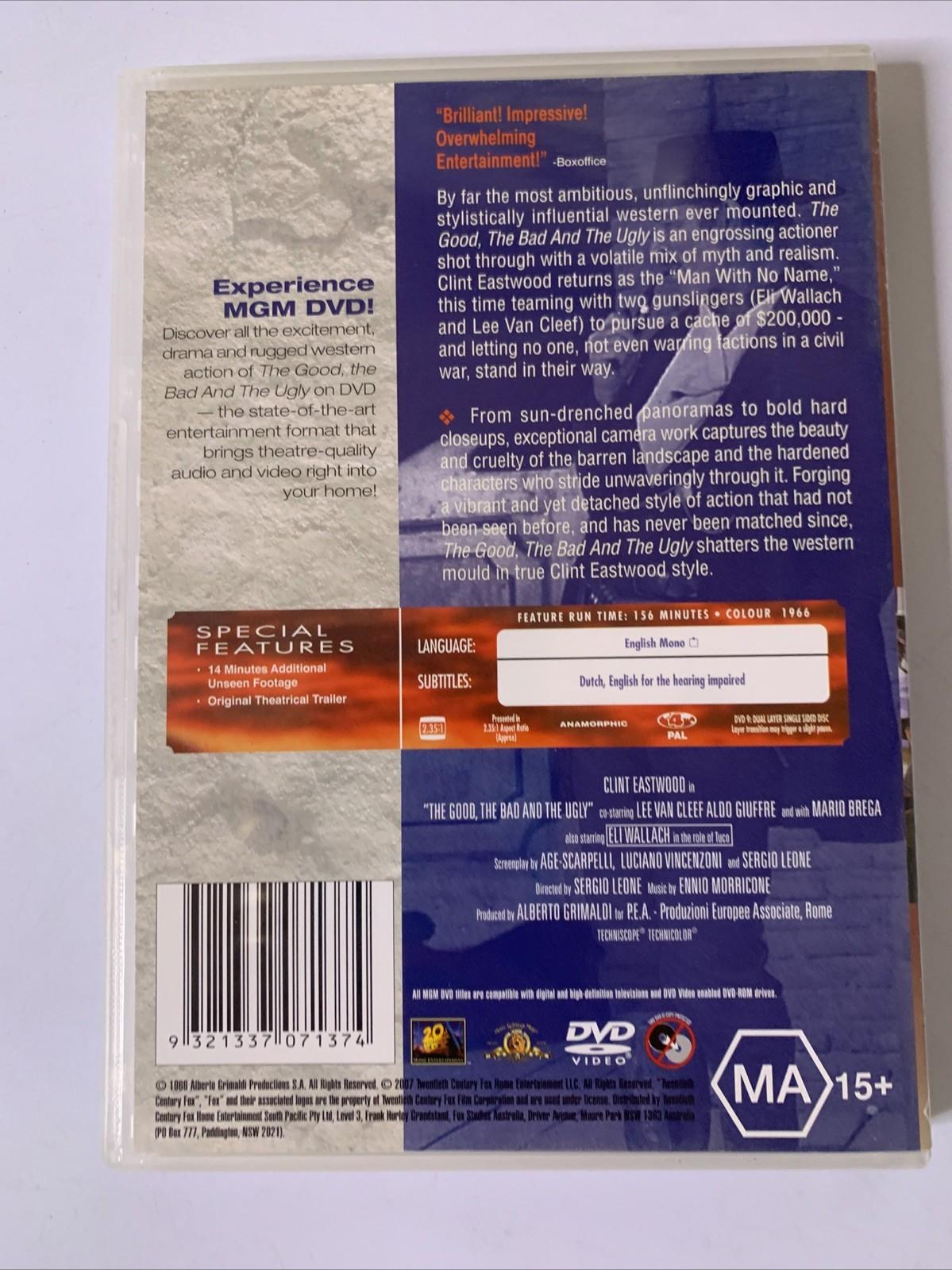 The Good, The Bad and The Ugly (DVD, 1967) Clint Eastwood Region 4