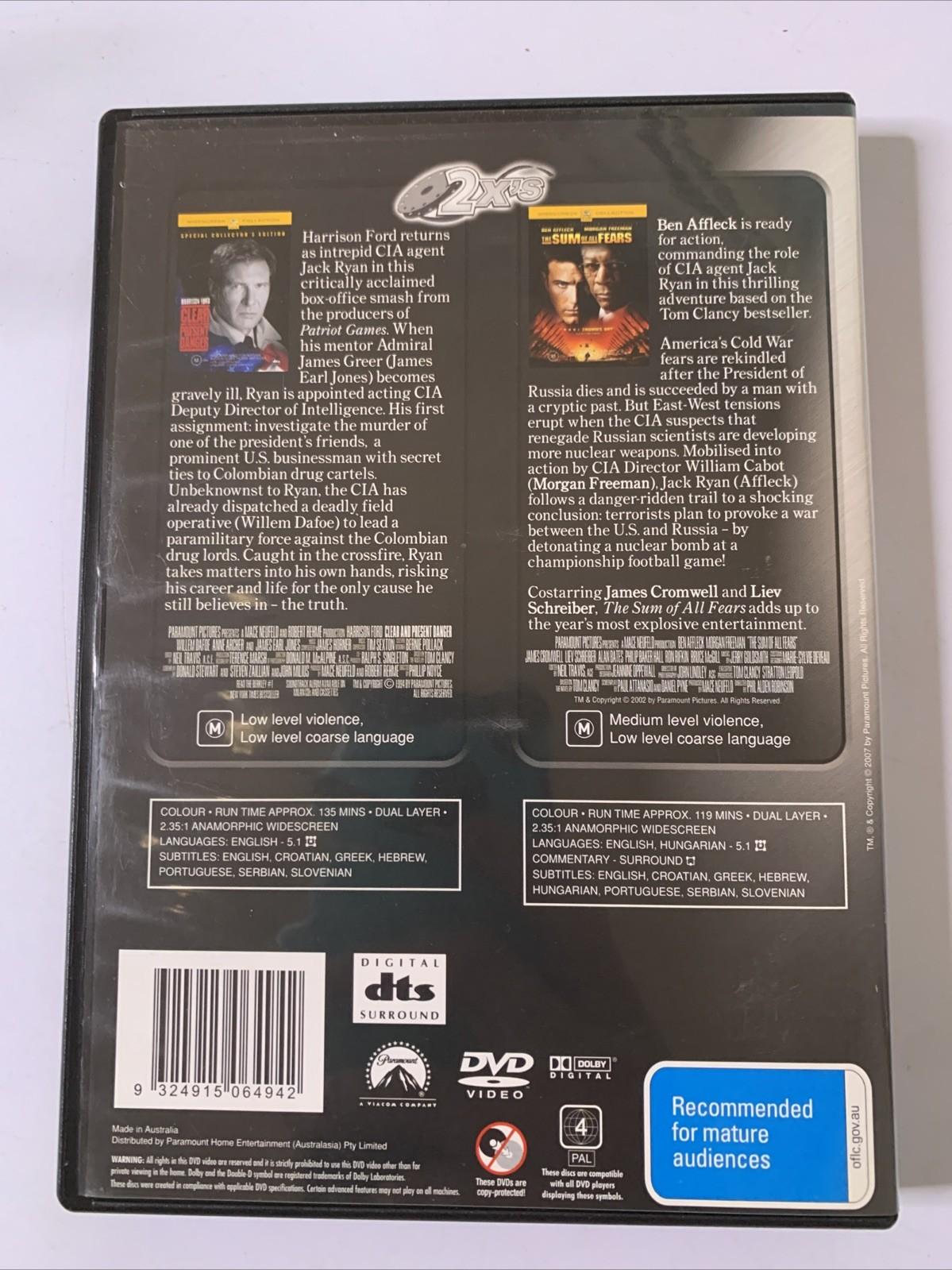Clear And Present Danger / The Sum of All Fears (DVD, 1994) Region 4