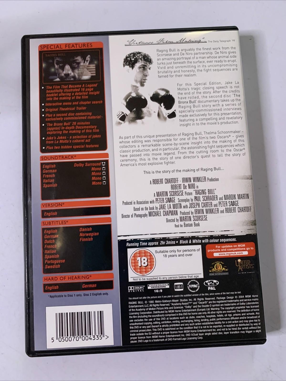 Raging Bull (Special Edition, DVD, 1980, 2-Discs) Robert De Niro Region 2