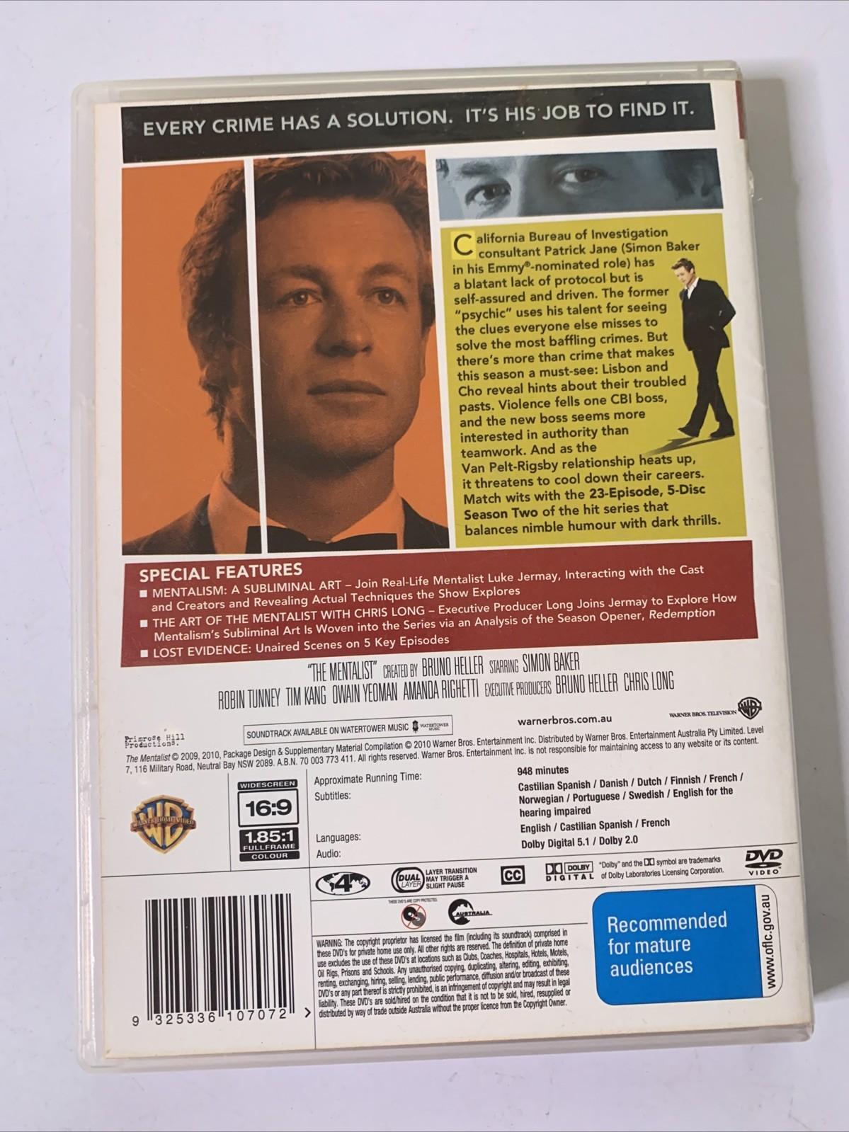 The Mentalist : Season 2 (DVD, 2009, 5-Discs) Region 4