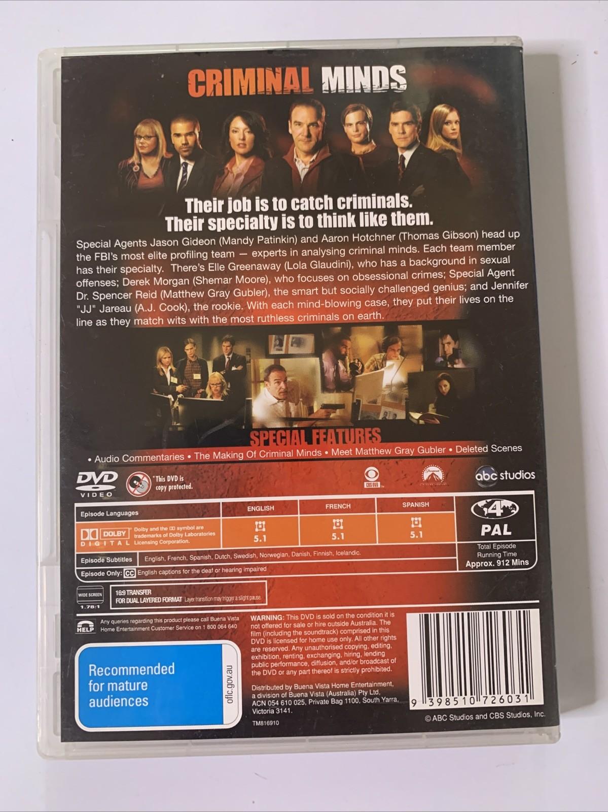 Criminal Minds : Season 1 (DVD, 2005, 6-Discs)  Region 4