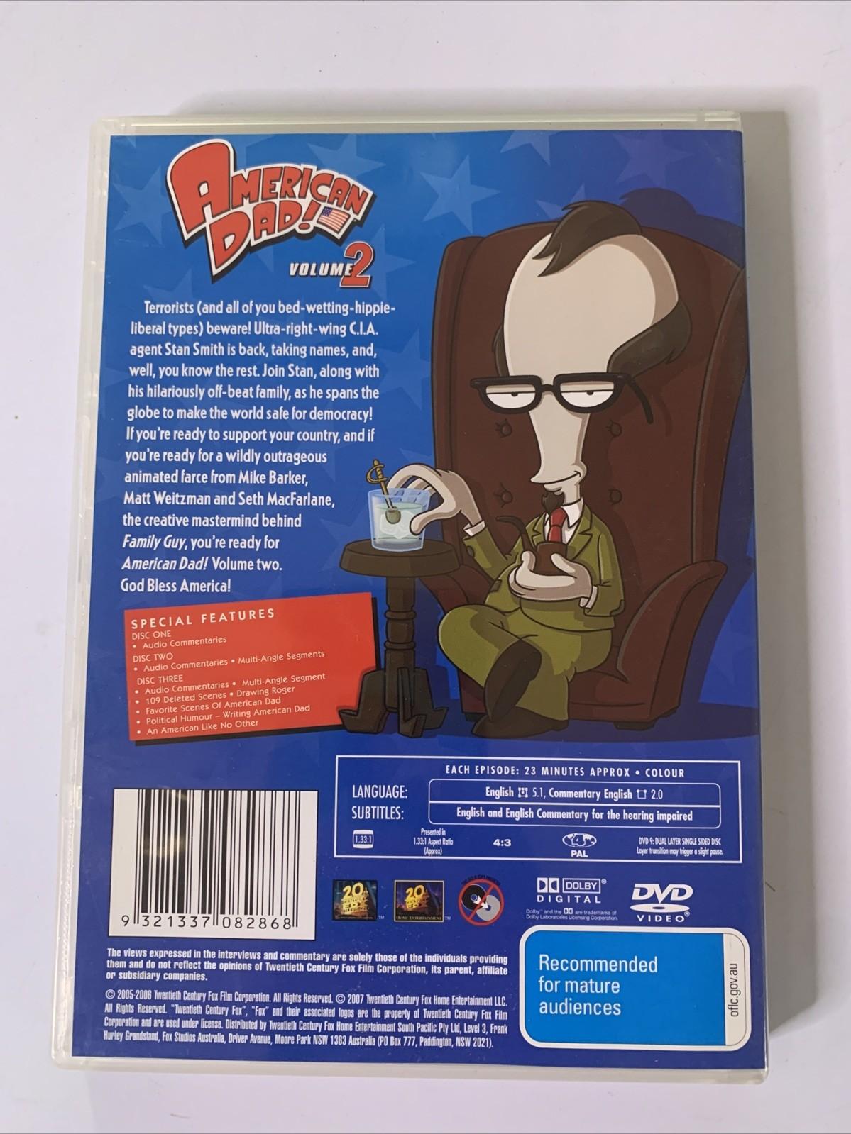 American Dad : Season 2 Uncensored (DVD, 2005, 3-DIscs) Region 4