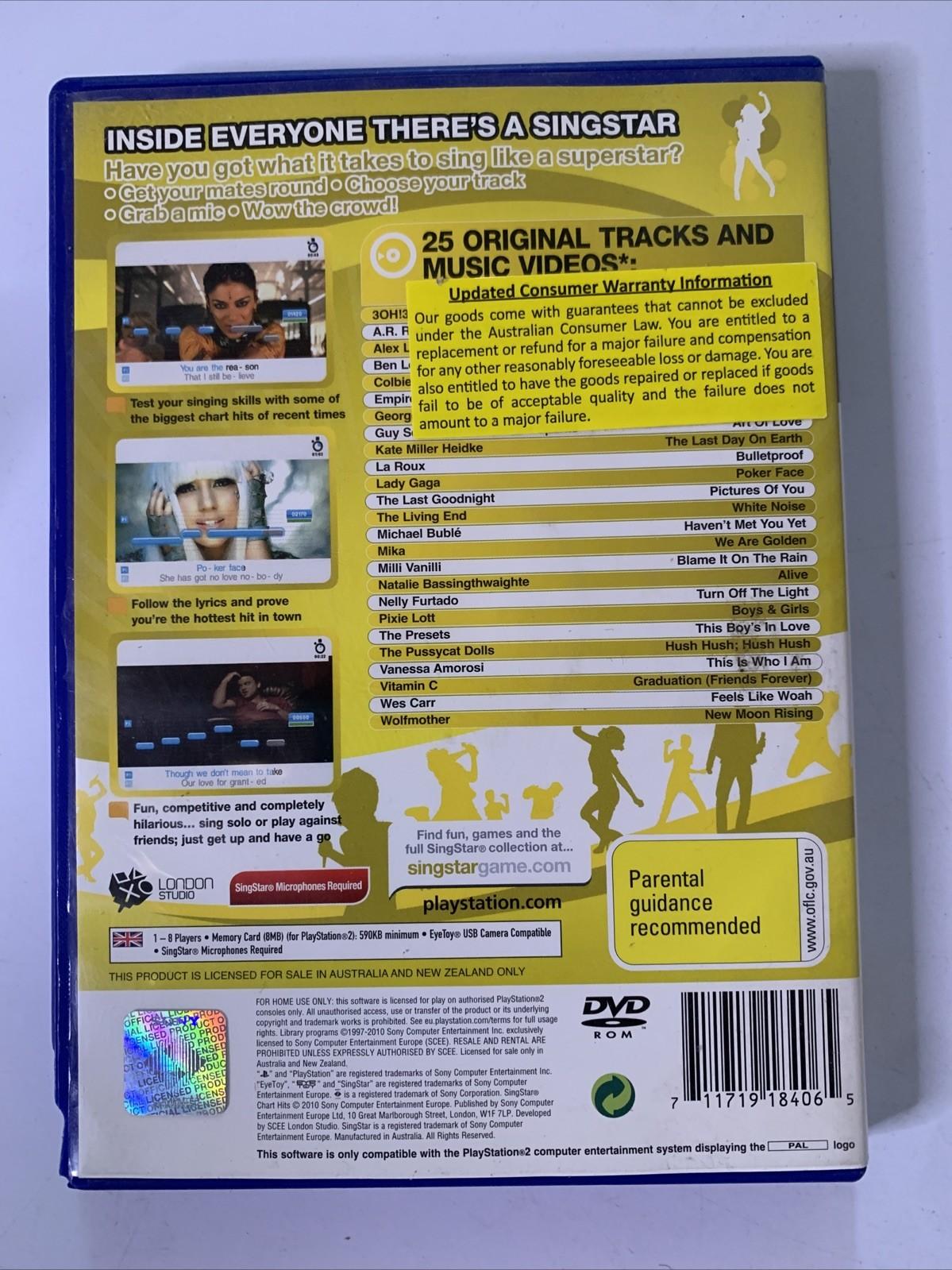 Singstar SingStar Chart Hits PS2 Sony PlayStation 2 PAL Singing Karaoke Game Co ...