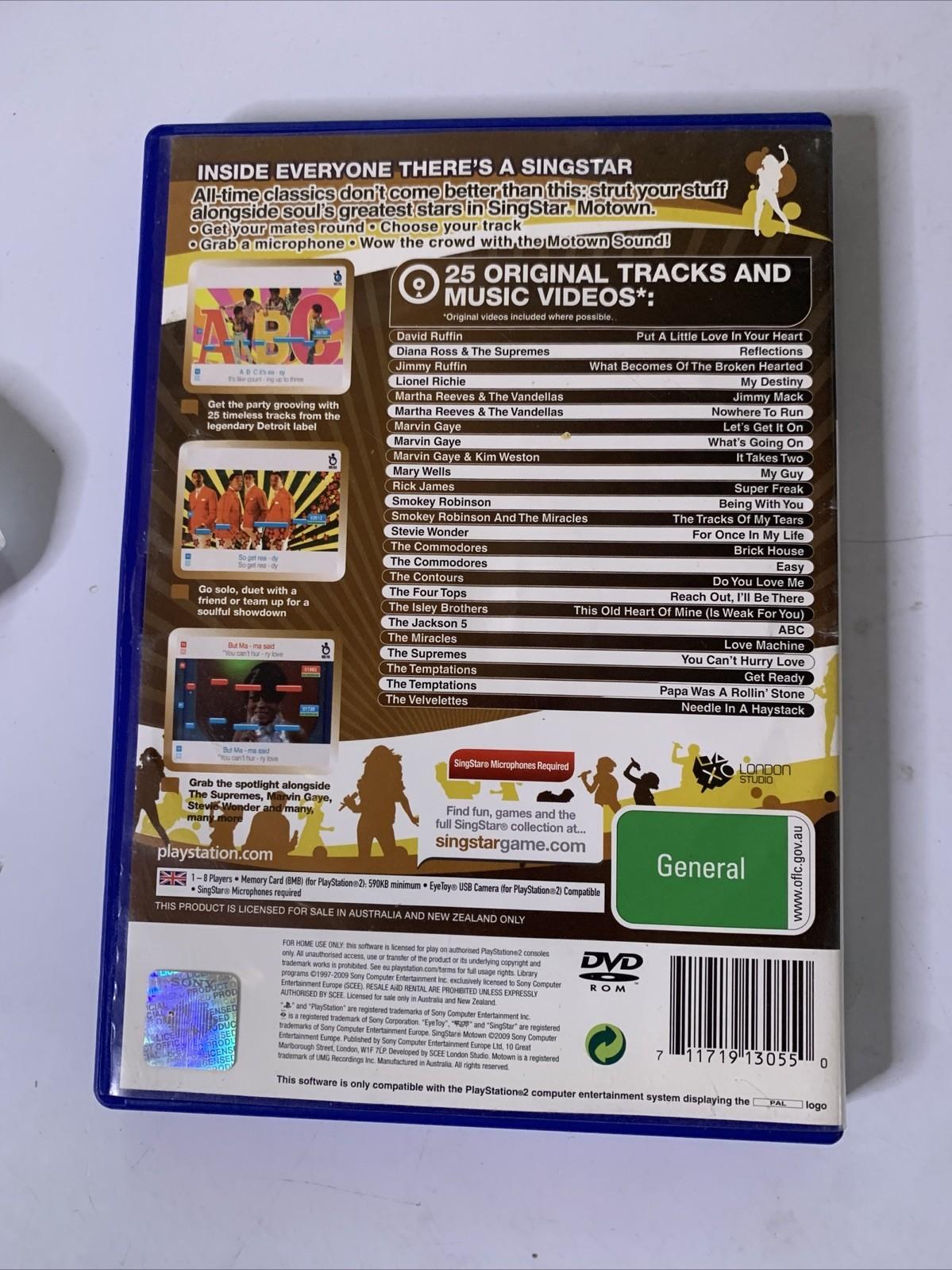 Singstar Motown PS2 PlayStation 2 PAL Karaoke Music Game