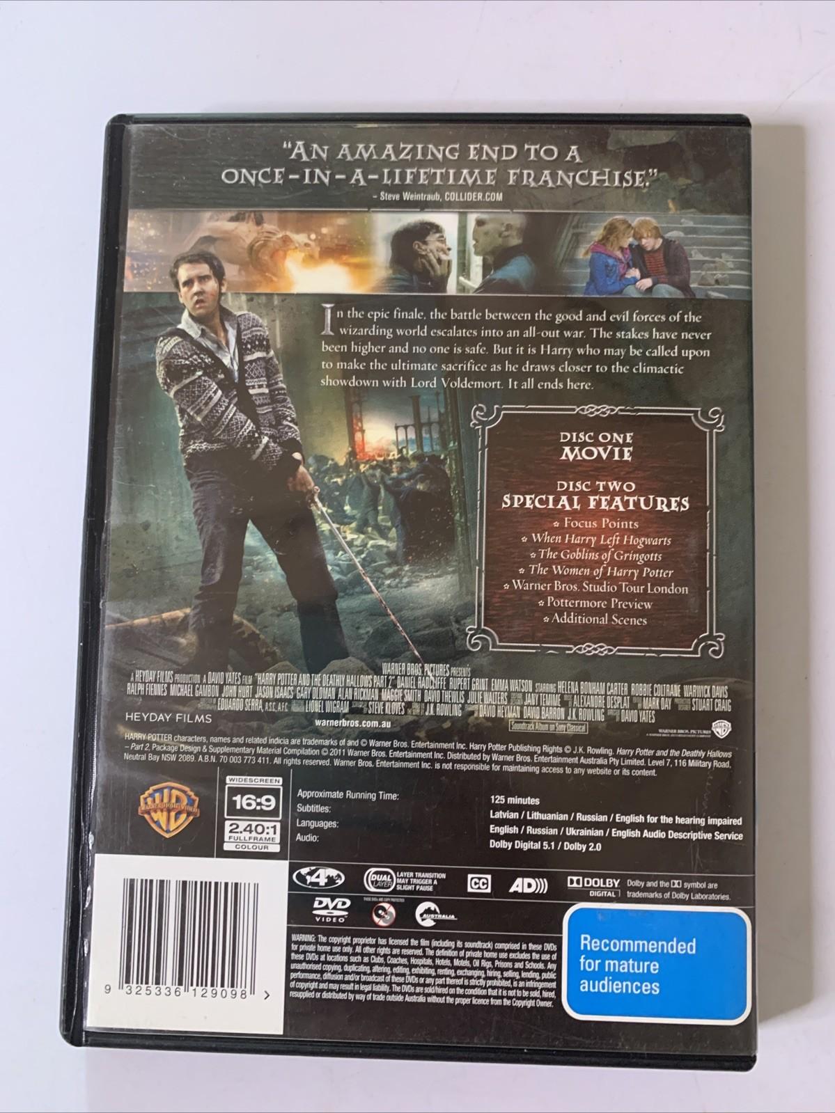 Harry Potter and the Deathly Hallows : Part 2 (DVD, 2011, 2-Disc Set) Region 4