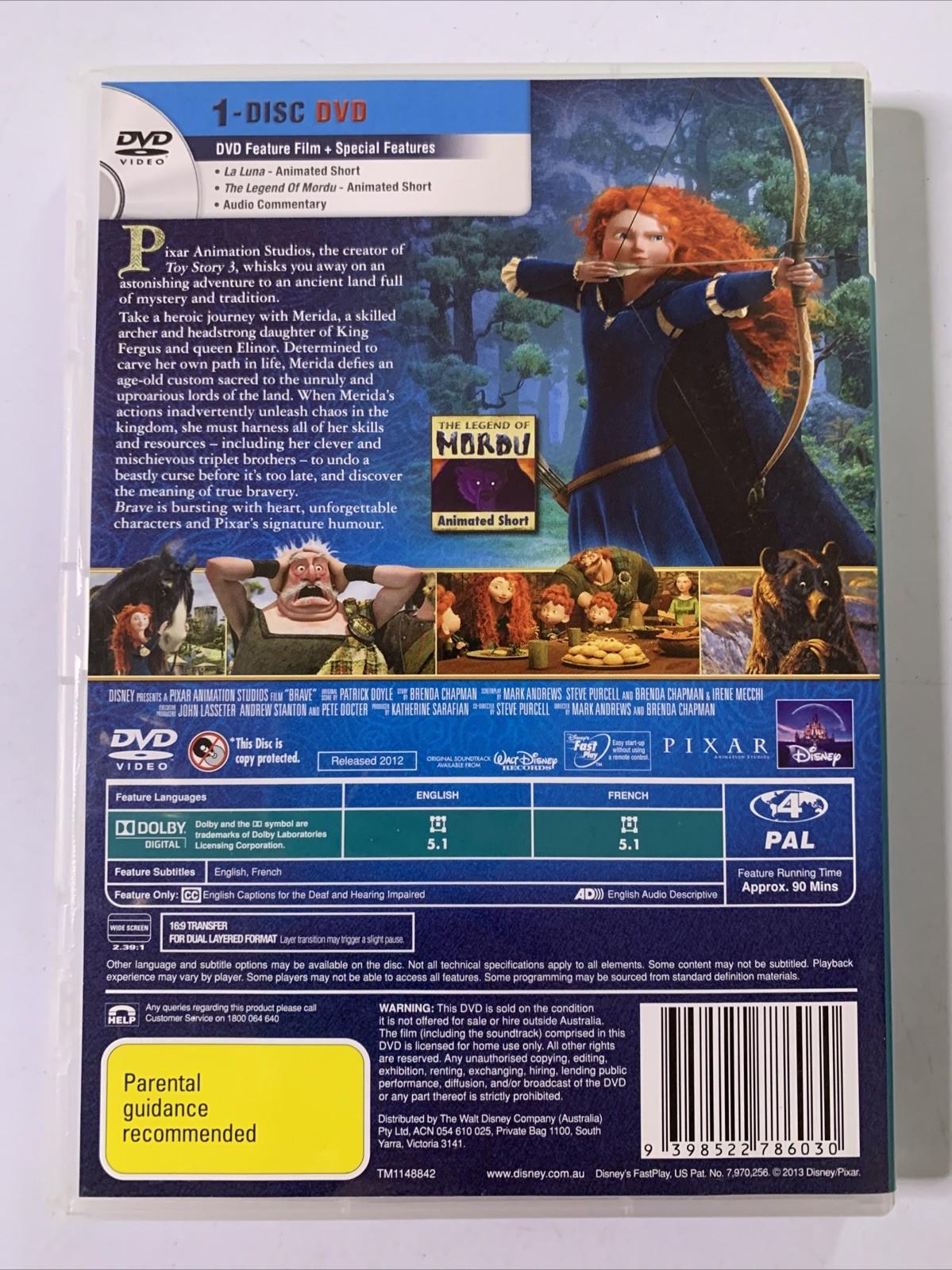 Brave (DVD, 2012) Disney Animation Region 4