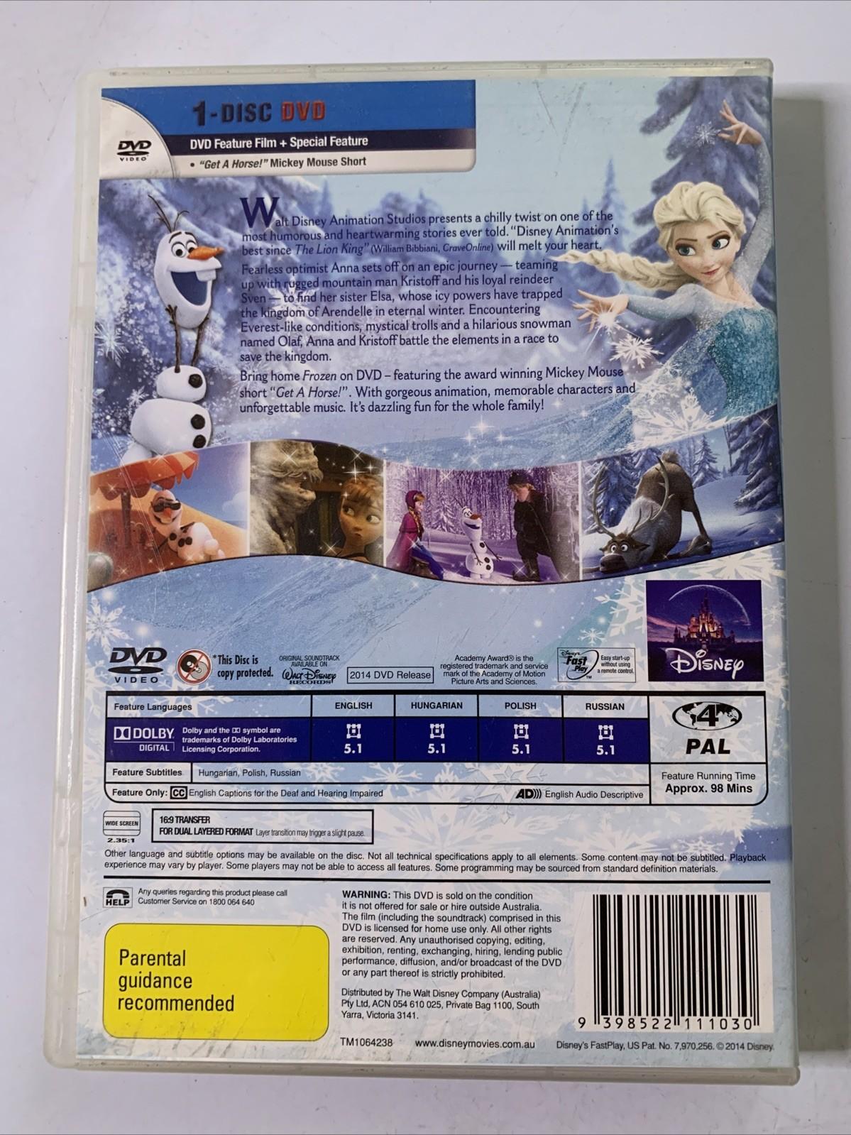 Frozen (DVD, 2013) Animated Film Disney Pixar Region 4