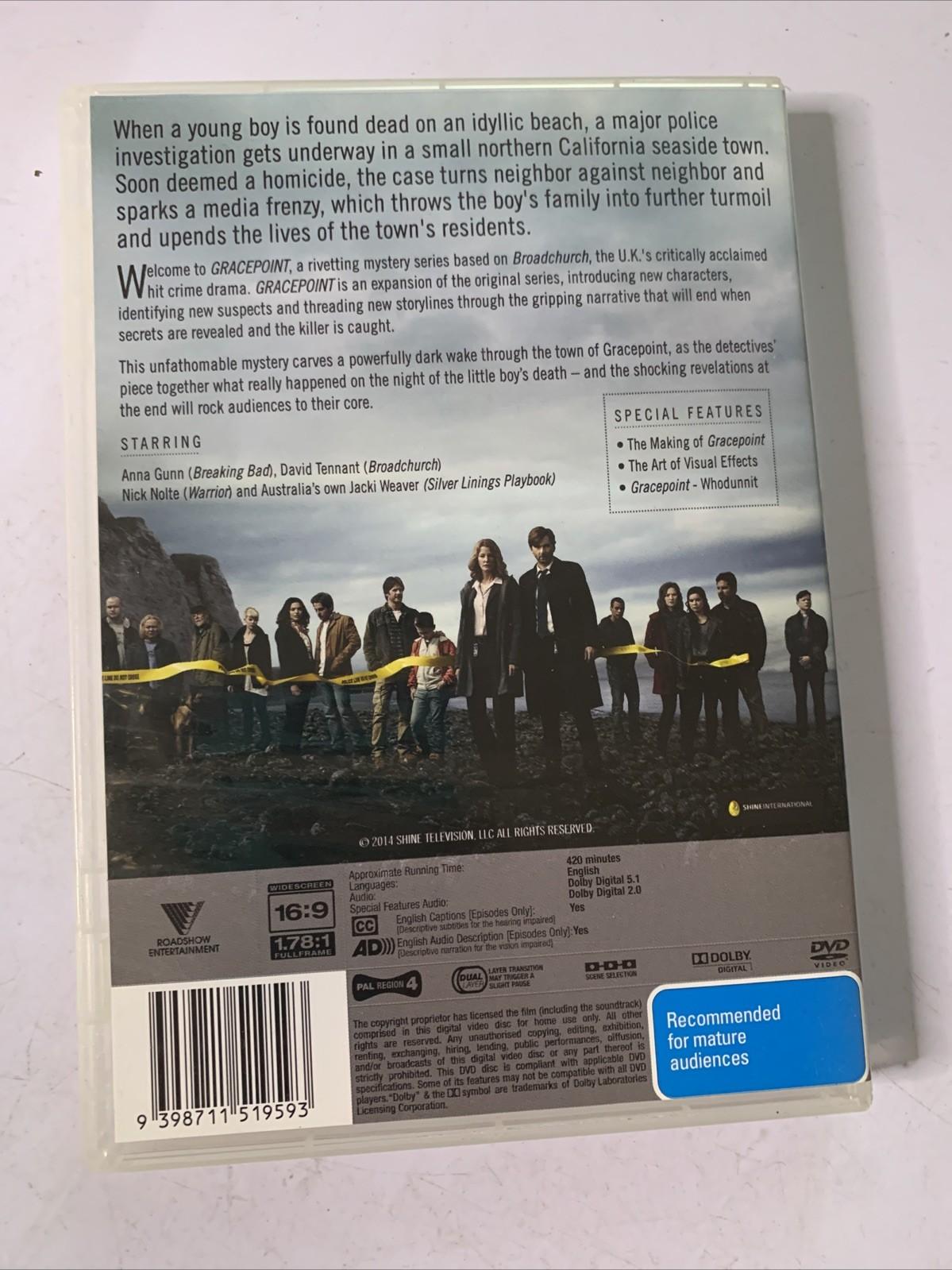 Gracepoint (DVD, 2014, 3-DIscs) Nick Nolte, David Tennent, Anna Gunn Region 4