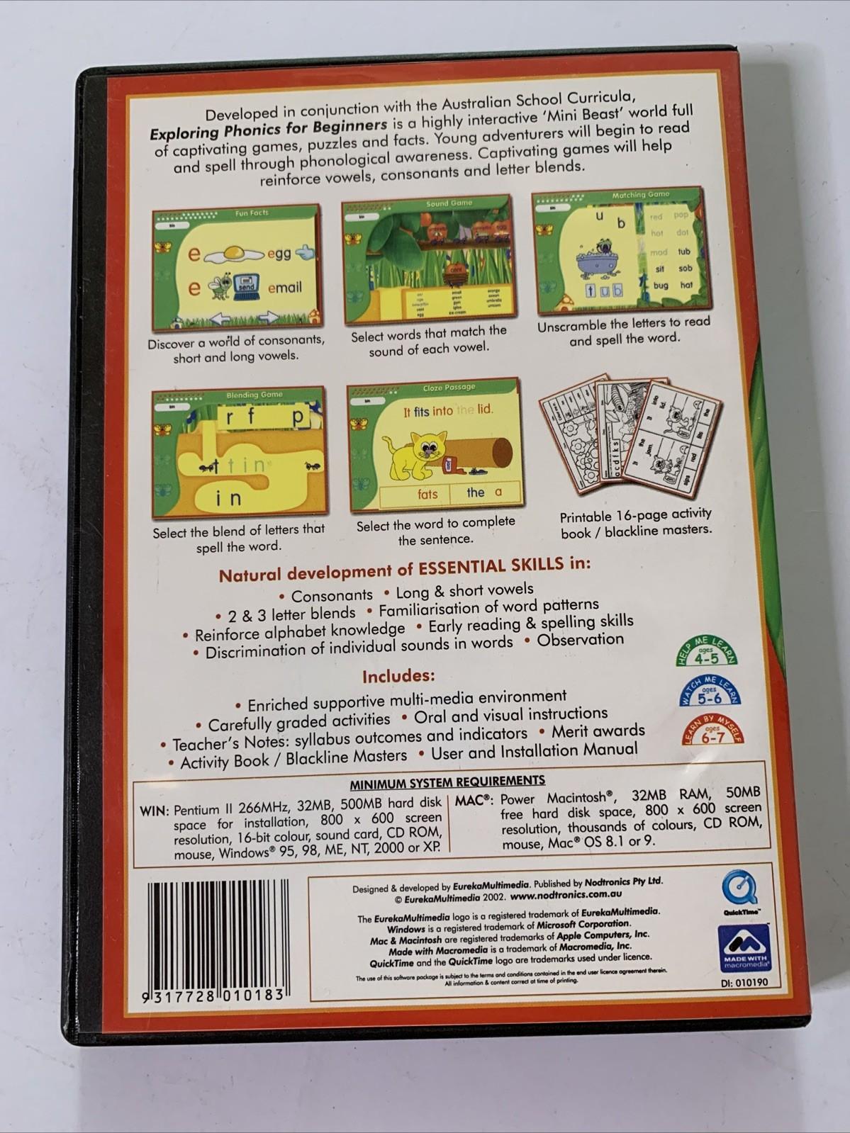 Exploring Phonics 1 for Beginners PC CD-ROM Windows Mac Educational Game