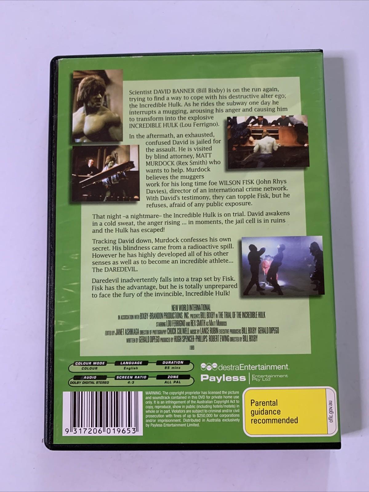 The Trial Of The Incredible Hulk (DVD 1989) Bill Bixby, Lou Ferrigno All Regions