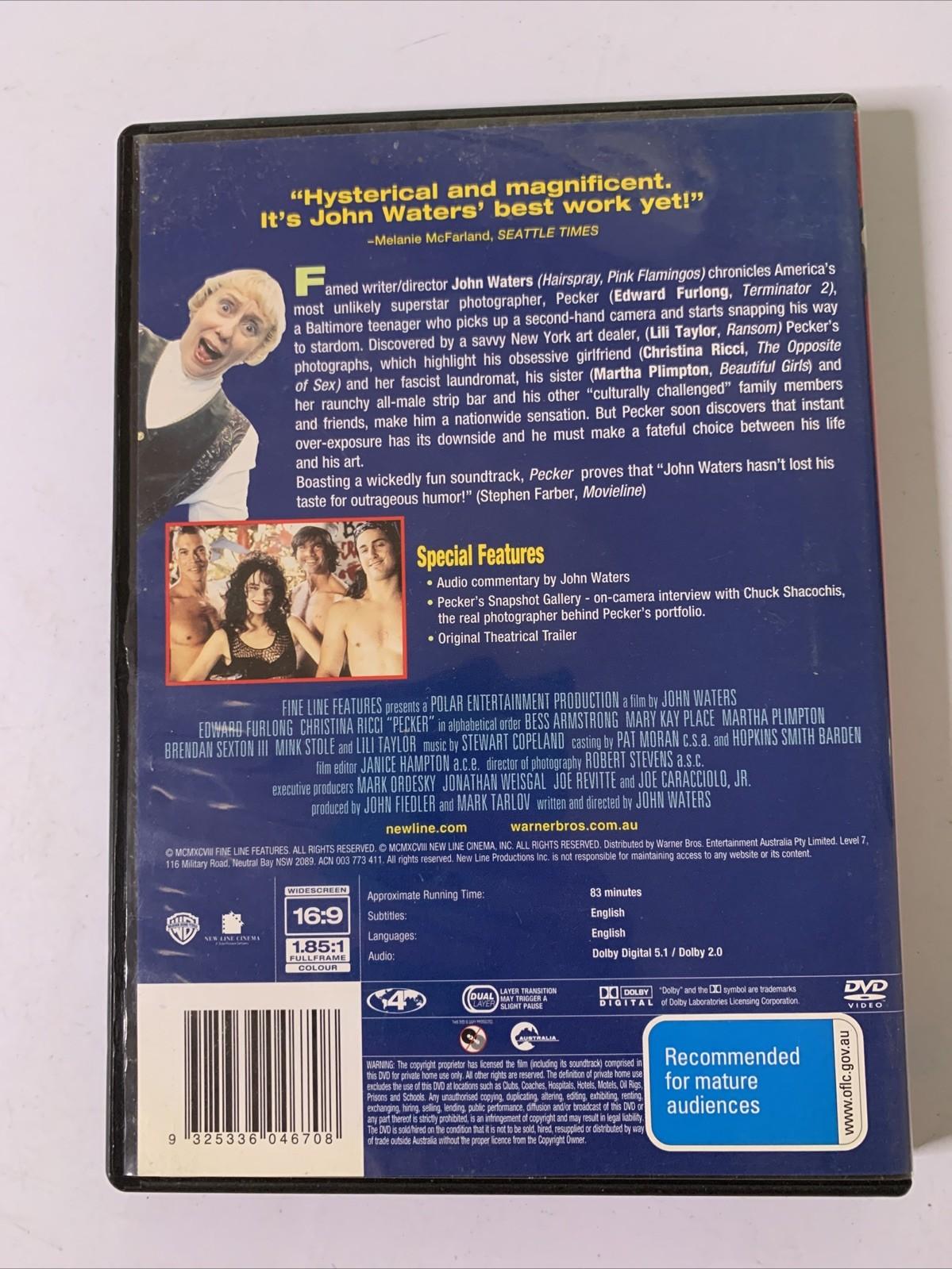 Pecker (DVD, 1998) Edward Furlong, Christina Ricci, John Water Film Region 4