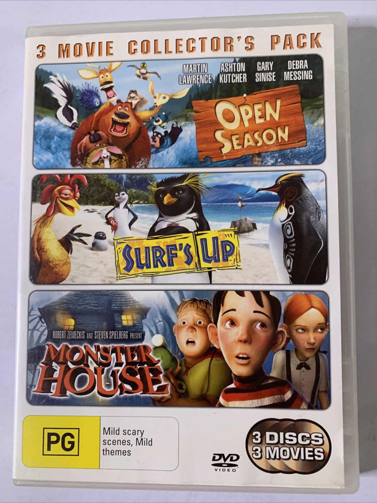 Open Season / Surf's Up / Monster House (DVD, 3-Disc) Animation Region 4