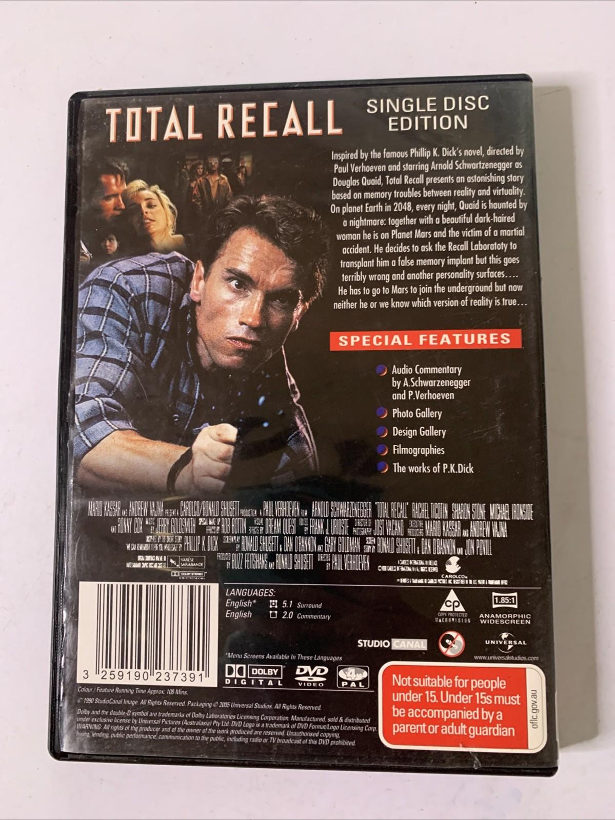 Total Recall (DVD, 1990) Arnold Schwarzenegger, Sharon Stone  Region 4