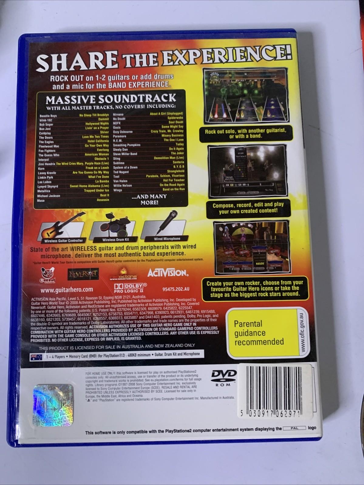 Guitar Hero: World Tour PS2 Sony PlayStation 2 2008 PAL Game Complete
