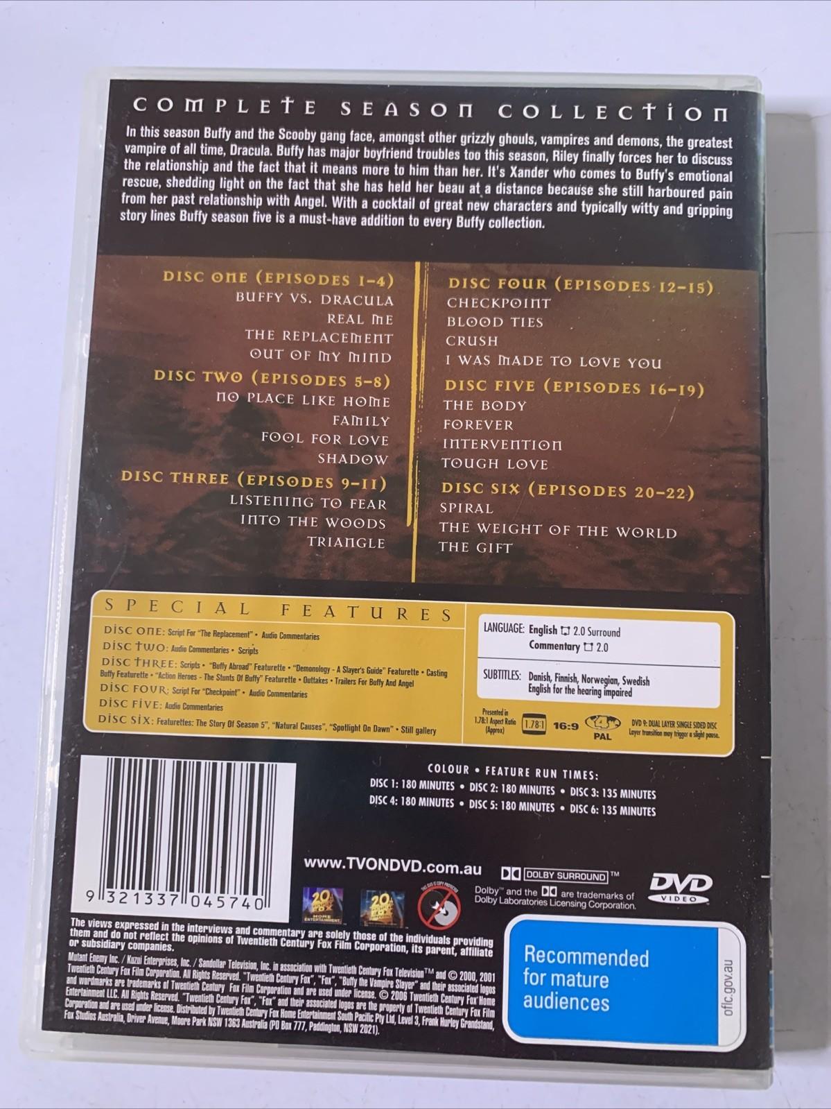 Buffy the Vampire Slayer : Complete Season 5 Collection (DVD, 2001) Region 4