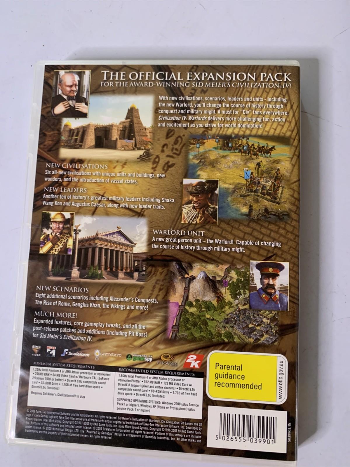Civilization IV: Warlords Expansion PC CD-ROM Windows Game
