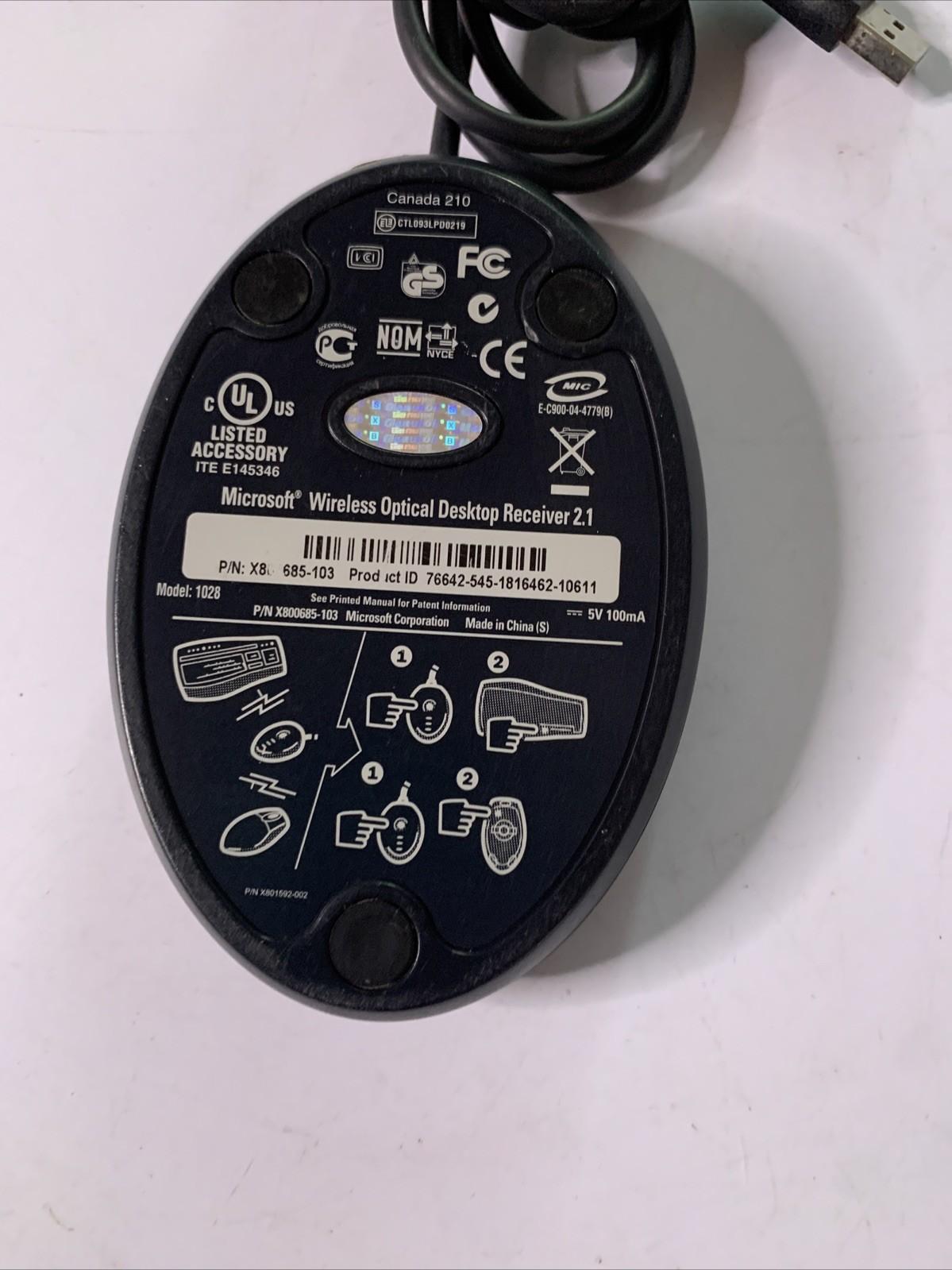 Microsoft Wireless Optical Desktop Receiver 2.1 USB Wired Canada 210
